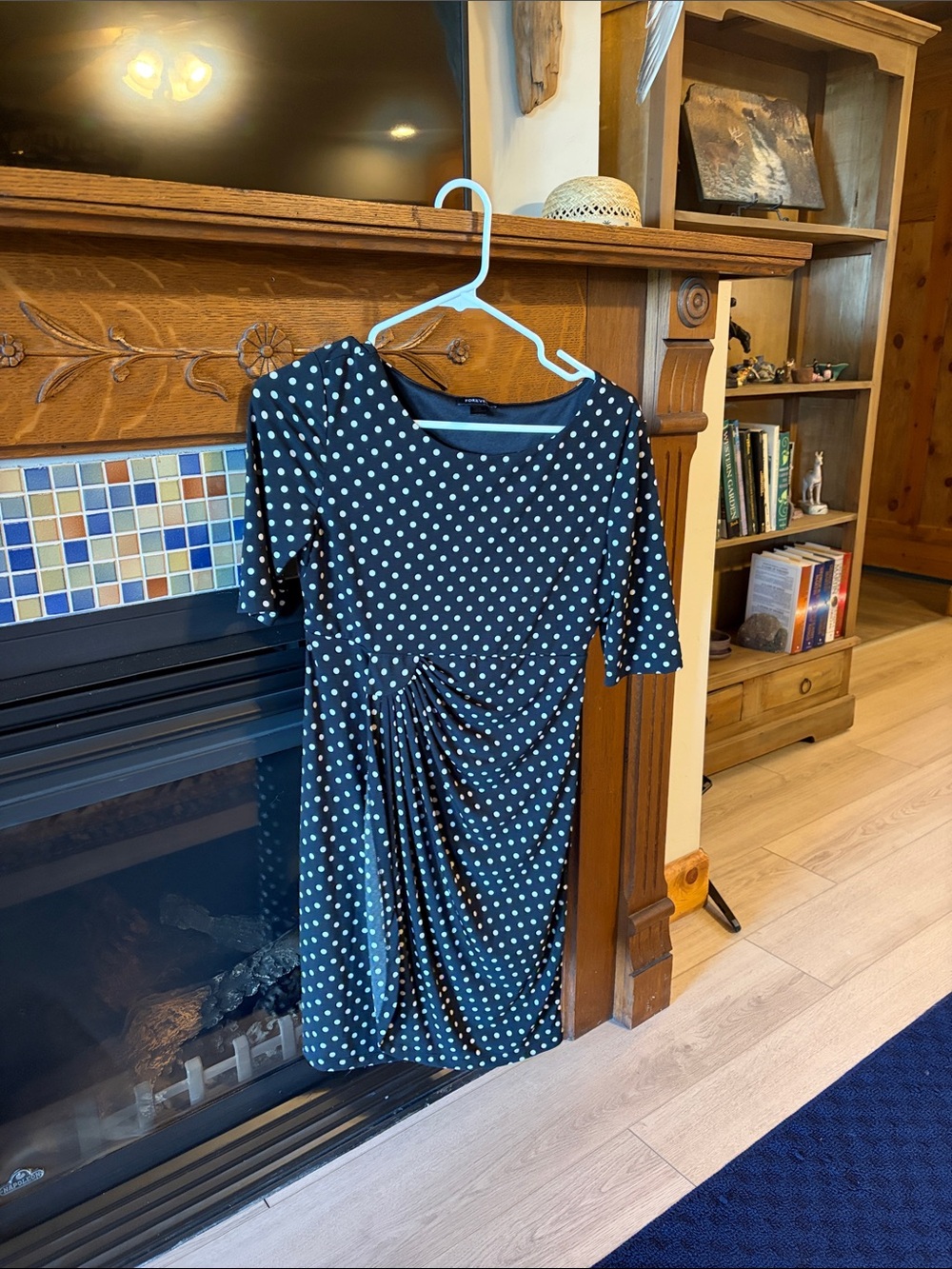 Forever Collectibles Black Polka Dot Midi Dress